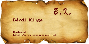 Bérdi Kinga névjegykártya